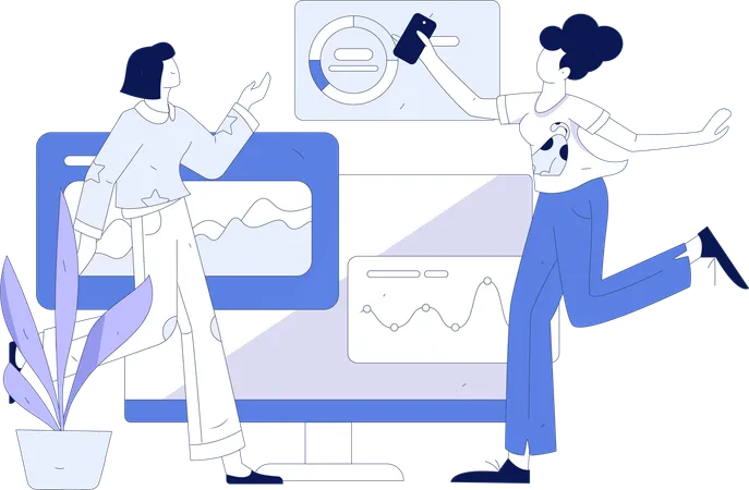 Employee presents data in conference  Illustration