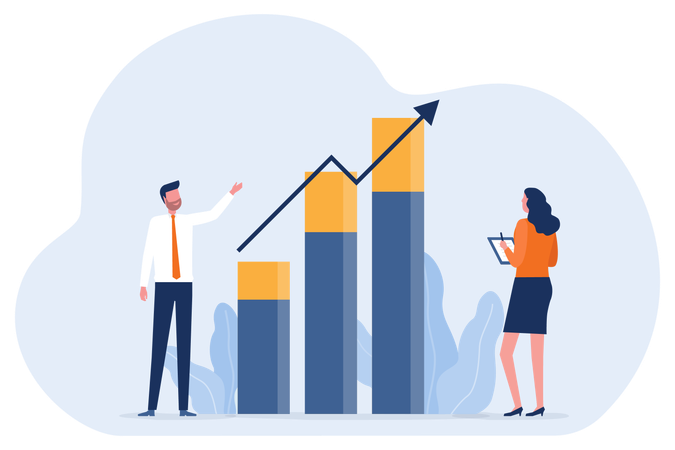 Employee presents data in presentation meeting  Illustration