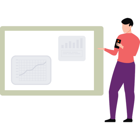 Employee presents market graphs  Illustration