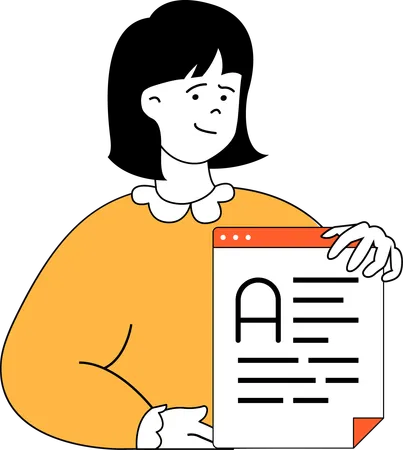 Employee presents text document  Illustration
