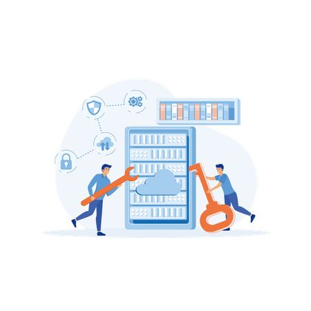 Employee protects server information  Illustration