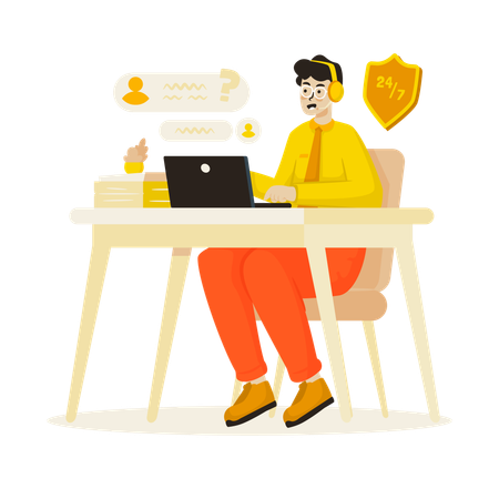 Employee provides Customer support services  Illustration