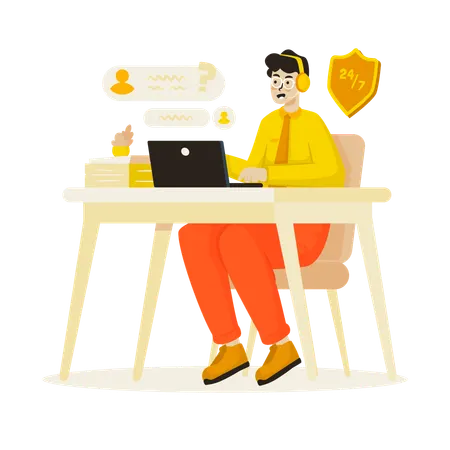 Employee provides Customer support services  Illustration