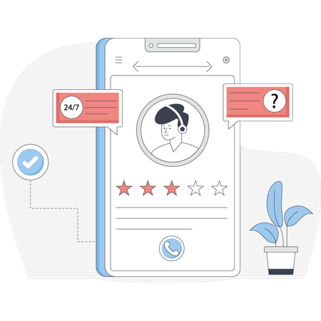 Employee providing Online customer rating  Illustration