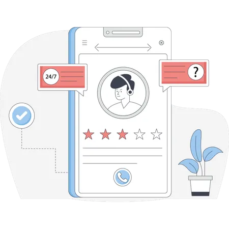 Employee providing Online customer rating  Illustration