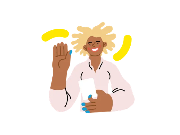 Employee raises hand to ask questions  Illustration