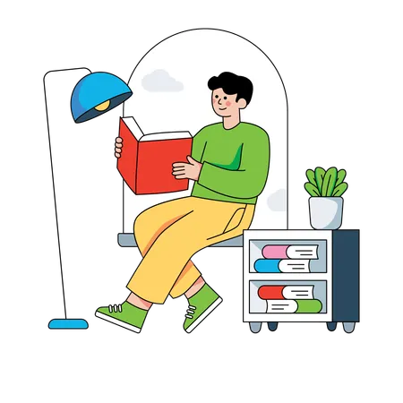 Employee reading book in free time  Illustration