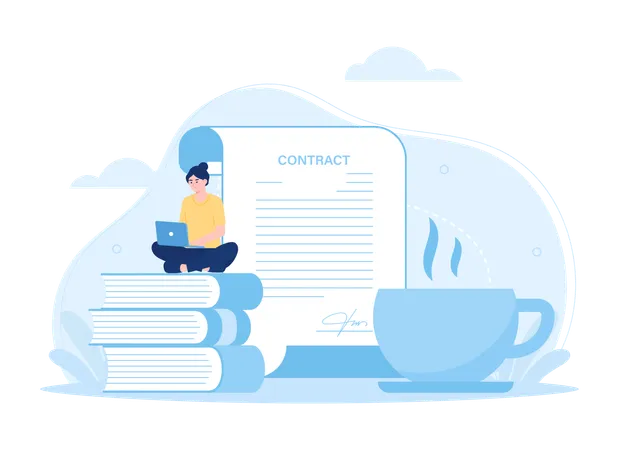 Employee reading contract  Illustration