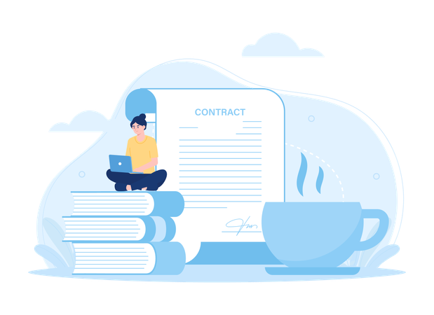 Employee reading contract  Illustration