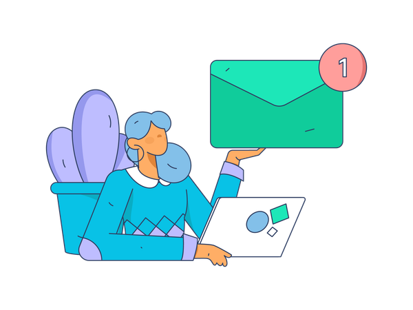 Employee reading unread mails  Illustration