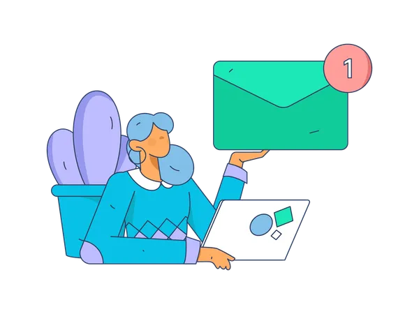 Employee reading unread mails  Illustration