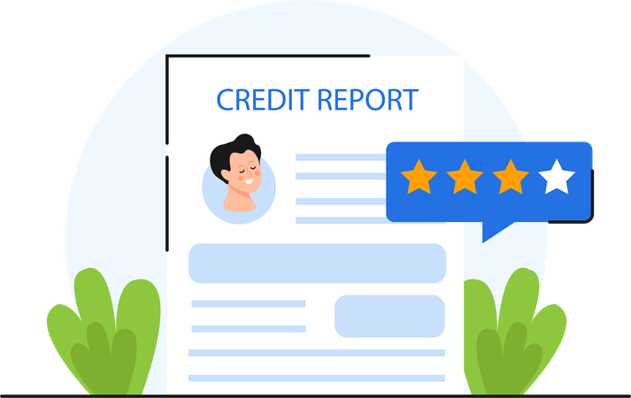 Employee receives 3 Star Credit Report  Illustration