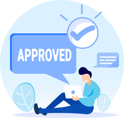 Employee receives approval message  Illustration