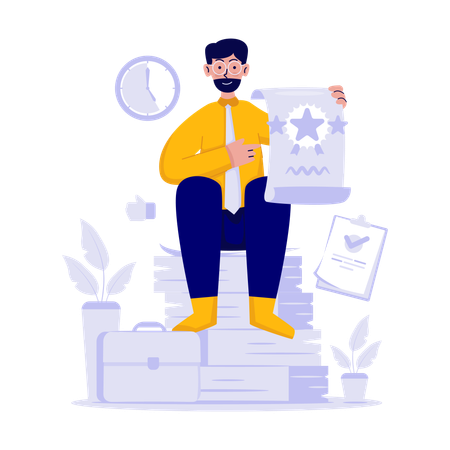 Employee receives Best employee appreciation  Illustration