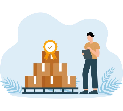 Employee receives delivery badge  Illustration