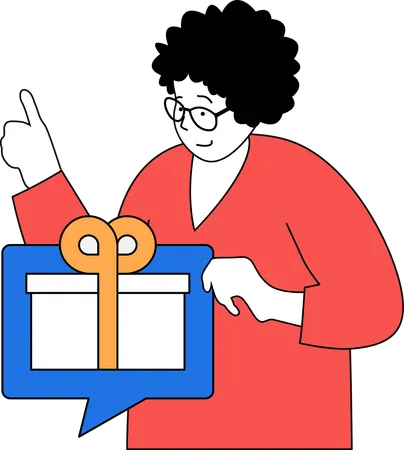 Employee receives gift from company  Illustration