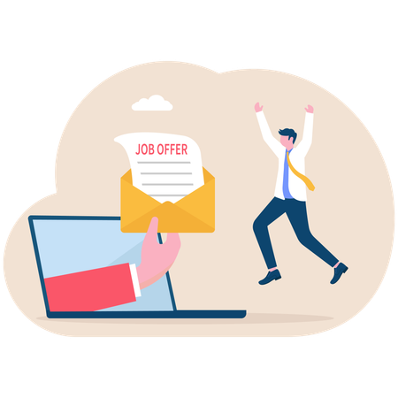 Employee receives joining letter from office  Illustration