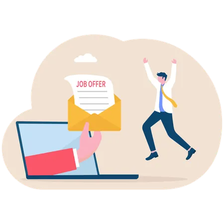 Employee receives joining letter from office  Illustration