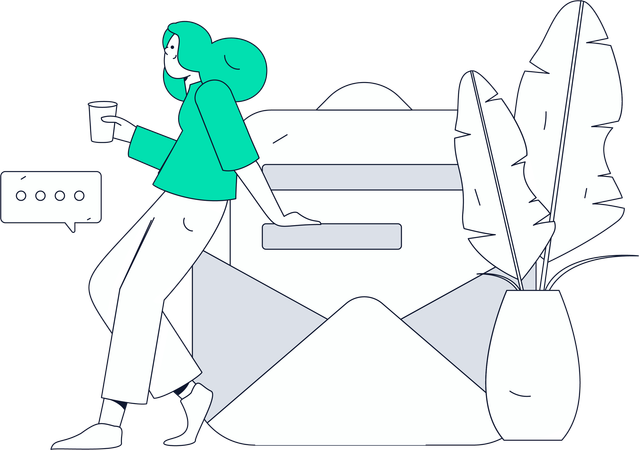 Employee receives notification of unread mail  Illustration