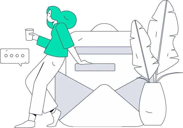 Employee receives notification of unread mail  Illustration