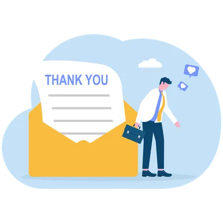 Employee receives thank you mail  Illustration