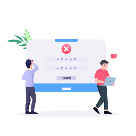 Employee Receives Wrong Password Error  Illustration