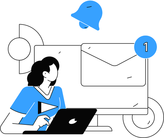 Employee receiving email notification  Illustration