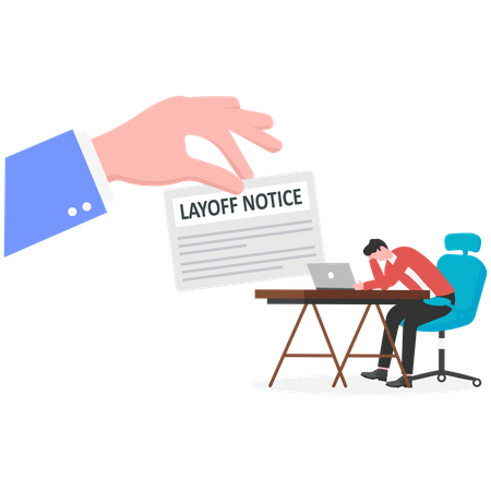 Employee receiving layoff notice  Illustration