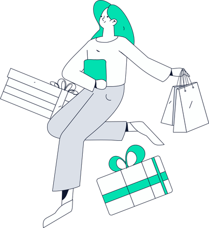 Employee receiving shopping coins on digital shopping  Illustration