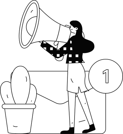 Employee receiving strategic mails in her inbox  Illustration