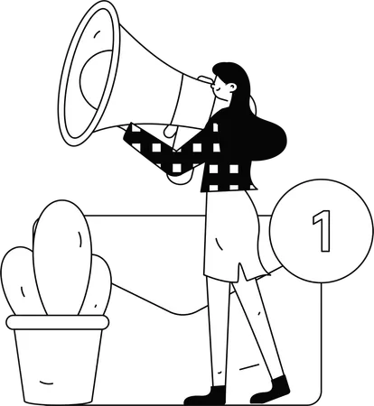 Employee receiving strategic mails in her inbox  Illustration