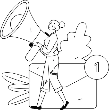 Employee receiving strategic mails in her inbox  Illustration