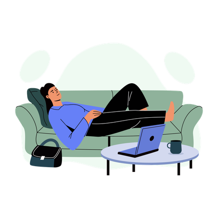 Employee Relaxing on sofa  Illustration