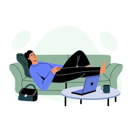 Employee Relaxing on sofa  Illustration