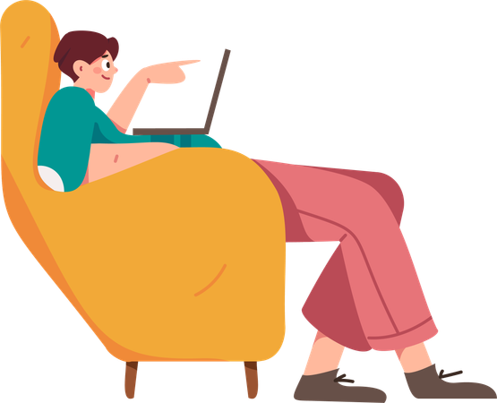 Employee remotely working from home  Illustration