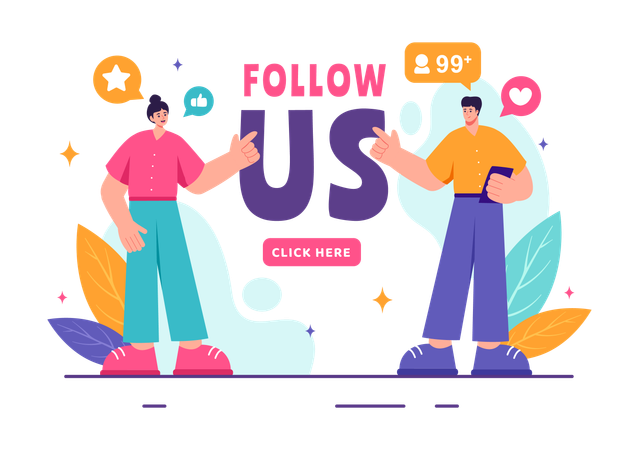 Employee requests clients to follow their social media page  Illustration