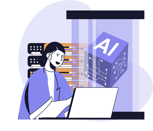 AIデータセンターに関する従業員の研究  イラスト