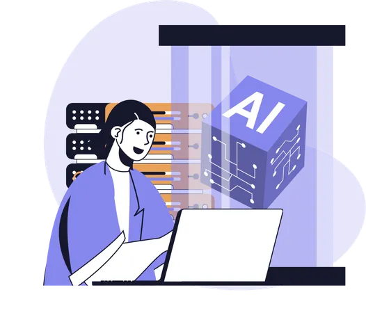 Employee researches on AI data center  Illustration