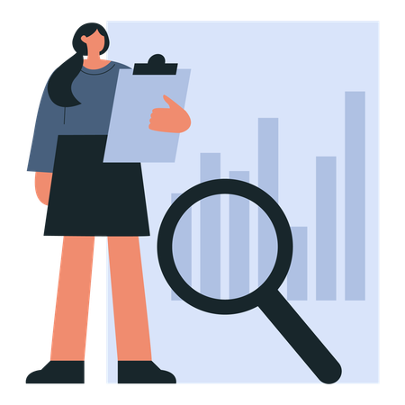 Employee researching market data  Illustration