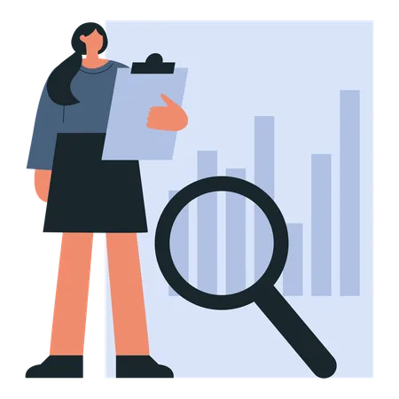 Employee researching market data  Illustration