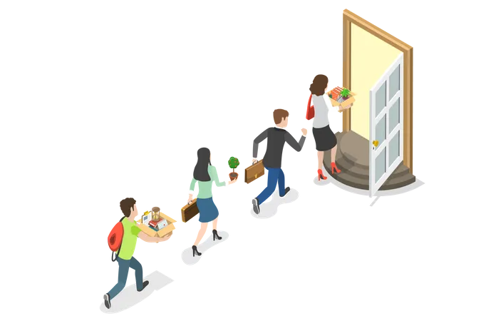 3 D Isometric Flat Vector Conceptual Illustration Of Employee Resignation Unemployment And Leaving The Workplace Illustration