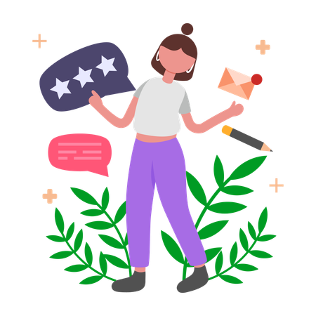 Woman giving Employee Feedback  Illustration