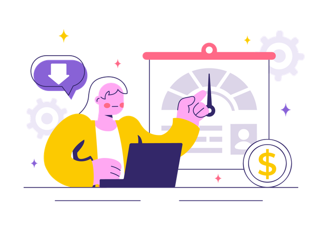 Woman checking credit score rating  Illustration