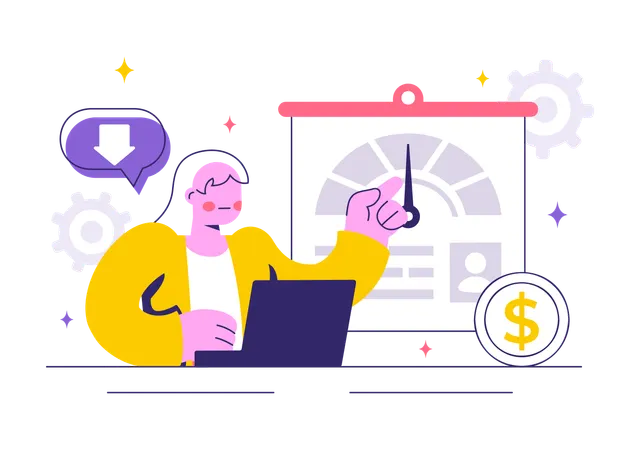 Woman checking credit score rating  Illustration