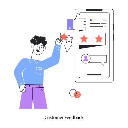 Employee Reviewing Customer Feedback  Illustration