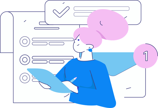 Employee reviewing email notifications  Illustration