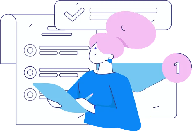 Employee reviewing email notifications  Illustration