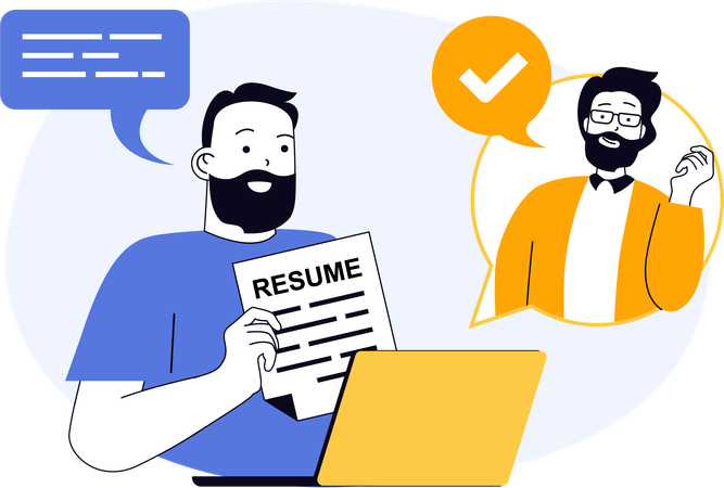 Employee reviewing employee resume data  Illustration