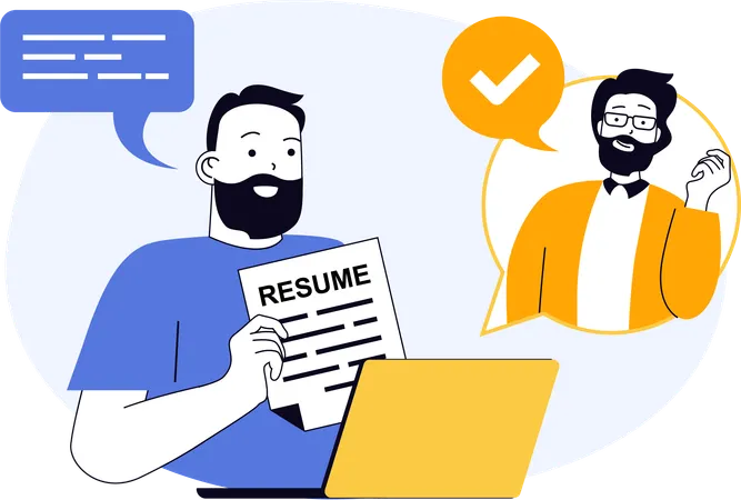 Employee reviewing employee resume data  Illustration