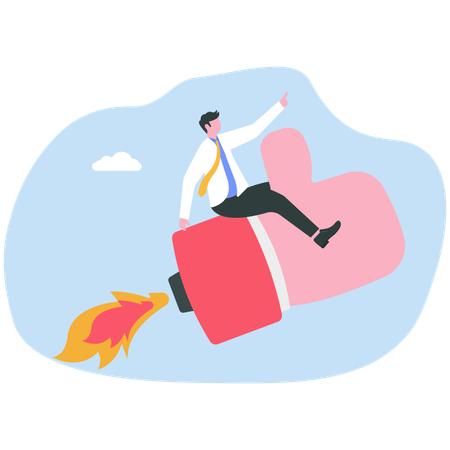 Employee reviewing positive feedback  Illustration